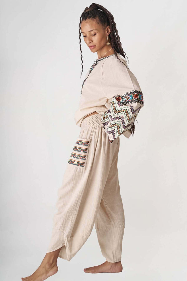 Sand Baggy Etnik Pantolon - Kadın