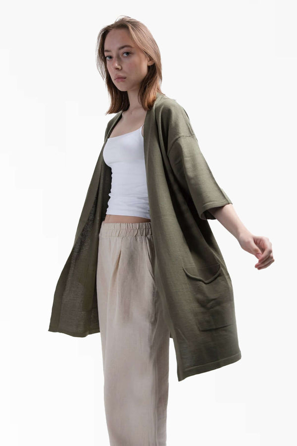 Forest Fine-Knitted Kimono - snugbrandwear
