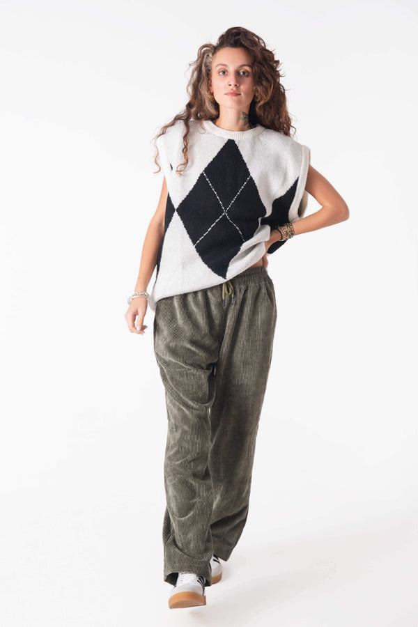 monochrome Desenli Triko Süveter - snugbrandwear
