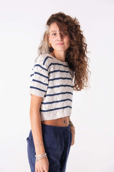 Striped Etnik Crop Top - snugbrandwear