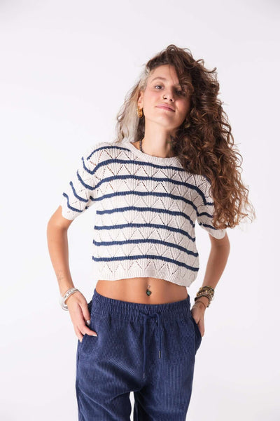 Striped Etnik Crop Top - snugbrandwear